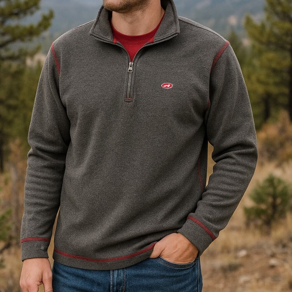 Original Arizona Jean Co Men’s Gray Fleece 1/4 Zip Pullover Sweater Sz M